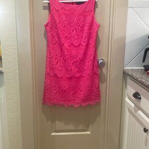 Elegant Pink Lace Dress knee length